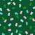 Moda Fabrics Merry Happy Ruby Star Society Kimberly Kight Merry Gummies Jade Green, colorful gummy bear pattern on a dark green background.