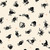 Moda Fabrics Freaky Familiars Ruby Star Society Spider Sense Natural Cream, spooky cartoon spider characters with various accessories on a cream background with small orange star accents.