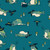 Moda Fabrics Freaky Familiars Ruby Star Society Frogmilliars Storytime Turquoise, whimsical frogs wearing witch hats and surrounded by mushrooms on a turquoise background.