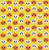 Moda Fabrics Freaky Familiars Ruby Star Society Pumpkin Party Citron Yellow, Halloween-themed pumpkin flags with cute skull faces on a citron yellow background.