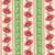 Benartex Fabrics Into the Meadow Katie Daisy Poppy Stripe Green Natural Cream, fabric featuring a floral stripe pattern with pink poppies and small white flowers on a cream and green background.
