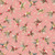 Benartex Fabrics Into the Meadow Katie Daisy Rose Pink Hummingbirds, pink fabric with colorful hummingbird illustrations and small white flowers.