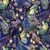 Timeless Treasures Fabrics Lumiere Lantern Fairy Floral Multi Blue Purple Green, a detailed fantasy scene with glowing lanterns, fairy women with butterfly wings, and floral elements in blue, purple, green, and yellow hues.