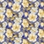 Timeless Treasures Fabrics Lumiere Night Floral Field Blue, yellow, cream floral fabric with a night floral pattern, intricate flowers and leaves design.