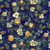 Timeless Treasures Fabrics Lumiere Med Floral With Leaves Midnight Blue Yellow Cream