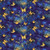Timeless Treasures Fabrics Lumiere Luminous Butterflies Royal Blue Yellow fabric with golden butterflies and floral motifs on a deep blue background, illuminated by soft glowing accents.