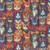 Timeless Treasures Fabrics Purrfect Patchwork Packed Dressup Cats Bright, colorful fabric featuring a pattern of various cartoon-style cats dressed in different vibrant outfits.