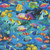 Timeless Treasures Fabrics Underwater Paradise Coral Reef Fish Reef Blue, vibrant underwater scene with colorful tropical fish swimming over coral reef.