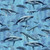 Timeless Treasures Fabrics Underwater Paradise Humpback Whale Ocean, fabric with a detailed underwater scene featuring multiple humpback whales and coral reefs.