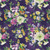Windham Fabrics Violeta Whistler Studios Violet Purple Pansy Bouquets, a vibrant floral fabric pattern with purple, yellow, white, and green flowers and butterflies on a deep purple background.