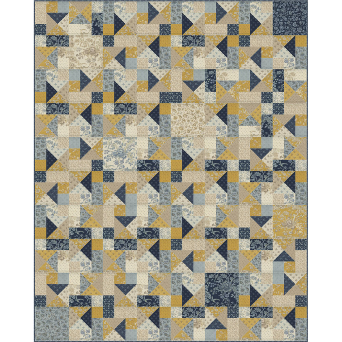 Moda Fabrics Regency Somerset Blue Cobblestones Throw Size Quilt Kit