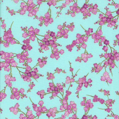 Timeless Treasures Fabrics Shizuka Chong A Hwang Aqua Cherry
