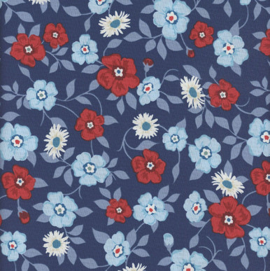 Windham Fabrics Front Porch Allison Harris Vining Blooms Navy Blue