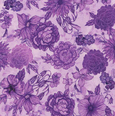 Timeless Treasures Fabrics Living Color Floral Toile Purple - Hancock's ...