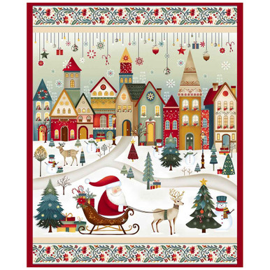 超希少　マニー　Many　クリスマス　コラージュ　パッチワーク　フレーム Henry Glass Fabrics Nordic Holiday Village MaryJane Carey Santa
