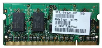 446429-001 - HP 1GB PC2-5300 DDR2-667MHz non-ECC Unbuffered CL5 200-Pin SoDimm Memory Module 446429-001 - HP 1GB PC2-5300 DDR2-667MHz non-ECC Unbuffered CL5 200-Pin SoDimm Memory Module