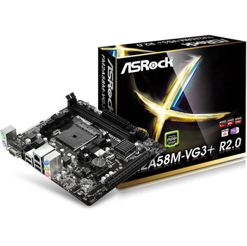 ASRock FM2A58M-VG3+ R2.0 Socket FM2+/ AMD A58 FCH/ DDR3/ A&GbE/ MicroATX Motherboard ASRock FM2A58M-VG3+ R2.0 Socket FM2+/ AMD A58 FCH/ DDR3/ A&GbE/ MicroATX Motherboard