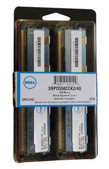 SNPD558CCK2/4G - Dell 4GB (2X2GB) 6667MHz PC2-5300 ECC Registered Dual Rank DDR2 SDRAM 240-Pin FBDIMM Dell Memory FOR SNPD558CCK2/4G - Dell 4GB (2X2GB) 6667MHz PC2-5300 ECC Registered Dual Rank DDR2 SDRAM 240-Pin FBDIMM Dell Memory FOR