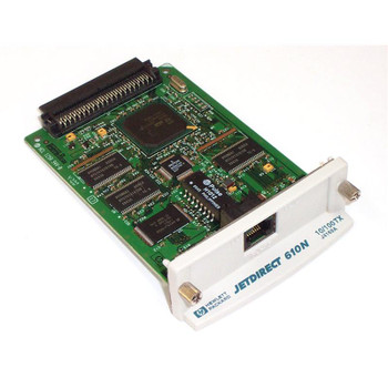 J4169-61001 - HP JetDirect 610N Internal Print Server B107X Lan Interface Board Ethernet 10/100Mbps 1-Port RJ45 EIO J4169-61001 - HP JetDirect 610N Internal Print Server B107X Lan Interface Board Ethernet 10/100Mbps 1-Port RJ45 EIO