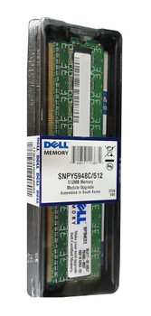 SNPY5948C/512 - Dell 512MB PC2-5300 DDR2-667MHz ECC Unbuffered CL5 240-Pin DIMM Single Rank Memory Module SNPY5948C/512 - Dell 512MB PC2-5300 DDR2-667MHz ECC Unbuffered CL5 240-Pin DIMM Single Rank Memory Module