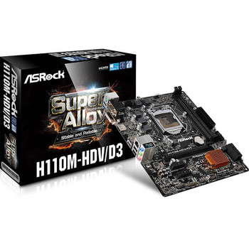 ASRock H110M-HDV/D3 LGA1151/ Intel H110/ DDR3/ SATA3&USB3.0/ A&GbE/ MicroATX Motherboard