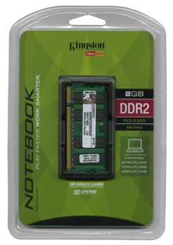 KVR667D2SO/2GR - Kingston 2GB PC2-5300 DDR2-667MHz non-ECC Unbuffered CL5 200-Pin SoDimm Memory Module KVR667D2SO/2GR - Kingston 2GB PC2-5300 DDR2-667MHz non-ECC Unbuffered CL5 200-Pin SoDimm Memory Module