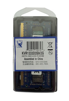 KVR1333D3S9/2G - Kingston 2GB PC3-10600 DDR3-1333MHz non-ECC Unbuffered CL9 204-Pin SoDimm Memory Module KVR1333D3S9/2G - Kingston 2GB PC3-10600 DDR3-1333MHz non-ECC Unbuffered CL9 204-Pin SoDimm Memory Module