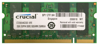 CT25664AC53E - Crucial 2GB PC2-4200 DDR2-533MHz non-ECC Unbuffered CL4 200-Pin SoDimm Memory Module CT25664AC53E - Crucial 2GB PC2-4200 DDR2-533MHz non-ECC Unbuffered CL4 200-Pin SoDimm Memory Module