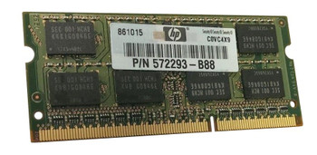 572293-B88 - HP 2GB PC3-10600 DDR3-1333MHz non-ECC Unbuffered CL9 204-Pin SoDimm Memory Module 572293-B88 - HP 2GB PC3-10600 DDR3-1333MHz non-ECC Unbuffered CL9 204-Pin SoDimm Memory Module