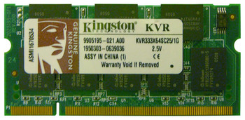 KVR333X64SC25/1G - Kingston 1GB PC2700 DDR-333MHz non-ECC Unbuffered CL2.5 200-Pin SoDimm Memory Module KVR333X64SC25/1G - Kingston 1GB PC2700 DDR-333MHz non-ECC Unbuffered CL2.5 200-Pin SoDimm Memory Module
