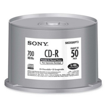 50CDQ80PT3 - Sony 48x CD-R Media - 700MB - 120mm - 50 Pack Spindle