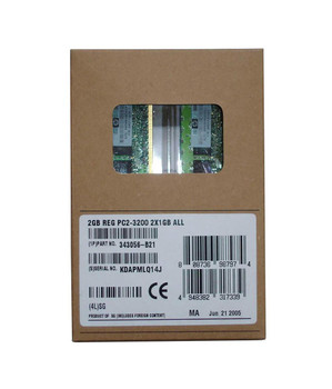 343056-B21-DDO - HP 2GB Kit (2 X 1GB) PC2-3200 DDR2-400MHz ECC Registered CL3 240-Pin DIMM Memory for ProLiant DL360/DL380 G4p Server