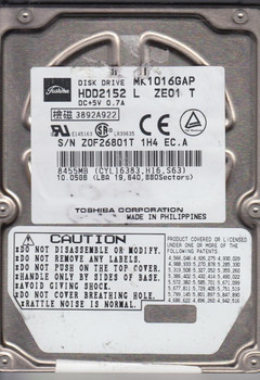 HDD2152 - Toshiba MK1016GAP 10 GB 2.5 Internal Hard Drive - IDE Ultra ATA/66 (ATA-5) - 4200 rpm - 1 MB Buffer HDD2152 - Toshiba MK1016GAP 10 GB 2.5 Internal Hard Drive - IDE Ultra ATA/66 (ATA-5) - 4200 rpm - 1 MB Buffer