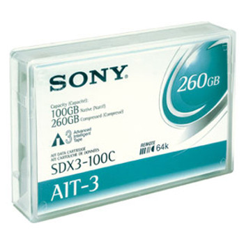 SDX3-100C-BC - Sony SDX3-100C AIT-3 Barcoded Data Cartridge - AIT AIT-3 - 100GB (Native) / 260GB (Compressed) SDX3-100C-BC - Sony SDX3-100C AIT-3 Barcoded Data Cartridge - AIT AIT-3 - 100GB (Native) / 260GB (Compressed)