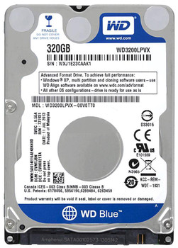 WD3200LPVX - Western Digital Blue 320GB 5400RPM SATA 6GB/s 8MB Cache 7mm 2.5-inch Hard Drive WD3200LPVX - Western Digital Blue 320GB 5400RPM SATA 6GB/s 8MB Cache 7mm 2.5-inch Hard Drive