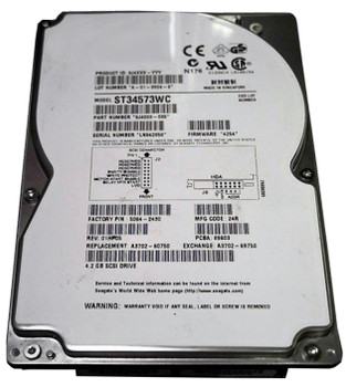 ST34573WC - Seagate Barracuda 9LP ST34573WC 4.55 GB 3.5 Internal Hard Drive - Wide Ultra SCSI - 7200 rpm - 512 KB Buffer - Hot Swappable ST34573WC - Seagate Barracuda 9LP ST34573WC 4.55 GB 3.5 Internal Hard Drive - Wide Ultra SCSI - 7200 rpm - 512 KB Buffer - Hot Swappable