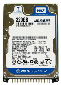WD3200BEVE - Western Digital Scorpio Blue 320GB 5400RPM ATA-100 8MB Cache 2.5-inch Internal Hard Disk Drive WD3200BEVE - Western Digital Scorpio Blue 320GB 5400RPM ATA-100 8MB Cache 2.5-inch Internal Hard Disk Drive