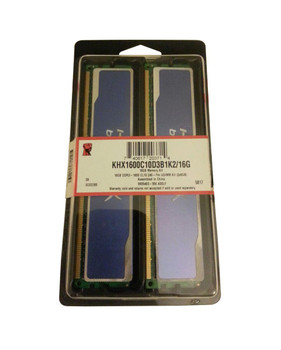 KHX1600C10D3B1K2/16G - Kingston 16GB 1600Mhz PC3-12800 Cl10 Non-ECC Unbuffered DDR3 SDRAM 240-Pin Dimm Memory KHX1600C10D3B1K2/16G - Kingston 16GB 1600Mhz PC3-12800 Cl10 Non-ECC Unbuffered DDR3 SDRAM 240-Pin Dimm Memory
