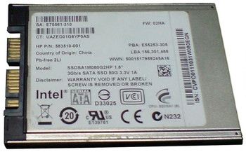 583510-001 - HP 80GB SATA 3GB/s 1.8-inch MLC Solid State Drive 583510-001 - HP 80GB SATA 3GB/s 1.8-inch MLC Solid State Drive