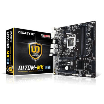 GIGABYTE GA-Q170M-MK LGA1151/ Intel Q170/ DDR4/ 2-Way CrossFireX/ SATA3&USB3.0/ M.2&SATA Express/ A&2GbE/ MicroATX Motherboard