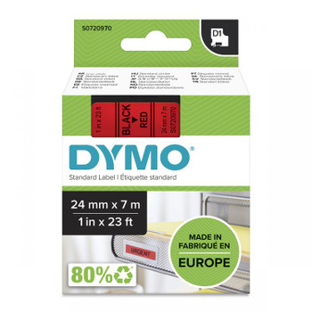 Dymo 53717 24mm x 7m Black on Red Tape