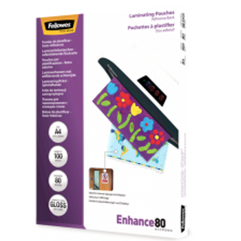 Fellowes 53022 A4 80Mic Adhesive Backed Pouch 100pk