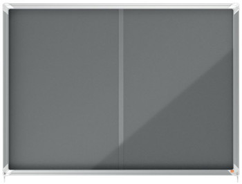 Nobo 1915338 18 x A4 Premium+ lockable Notice Board with Grey Felt