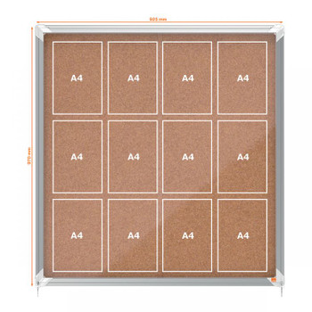 Nobo 1902574 Premium Plus Cork Lockable Notice Board 12xA4