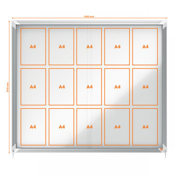 Nobo 1902609 Premium Plus Magnetic Lockable Notice Board 15xA4