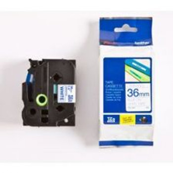 Brother TZE263 Blue on White 8M x 36mm Gloss Tape