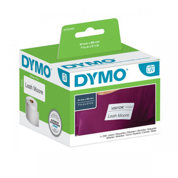 Dymo 11356 41mm x 89mm Name Badge Labels Black on White