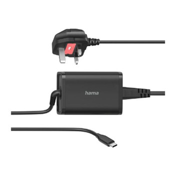 Hama Universal USB-C Notebook PSU, Power Delivery (PD), 5-20V / 65W, Auto Select, Hook & Cable Tie