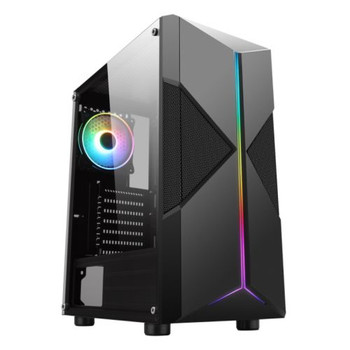 Spire Pyro ARGB Gaming Case w /  Glass Window, ATX, ARGB Strips w /  IC connection, 1 ARGB Fan, Mesh Top & 2 Front Cut-Outs