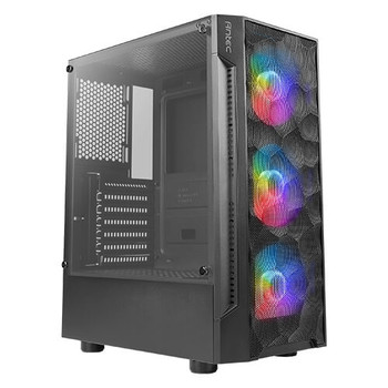 Antec NX260 Gaming Case w /  Glass Window, ATX, 3 Front ARGB Fans, LED Control Button, PSU Shroud
